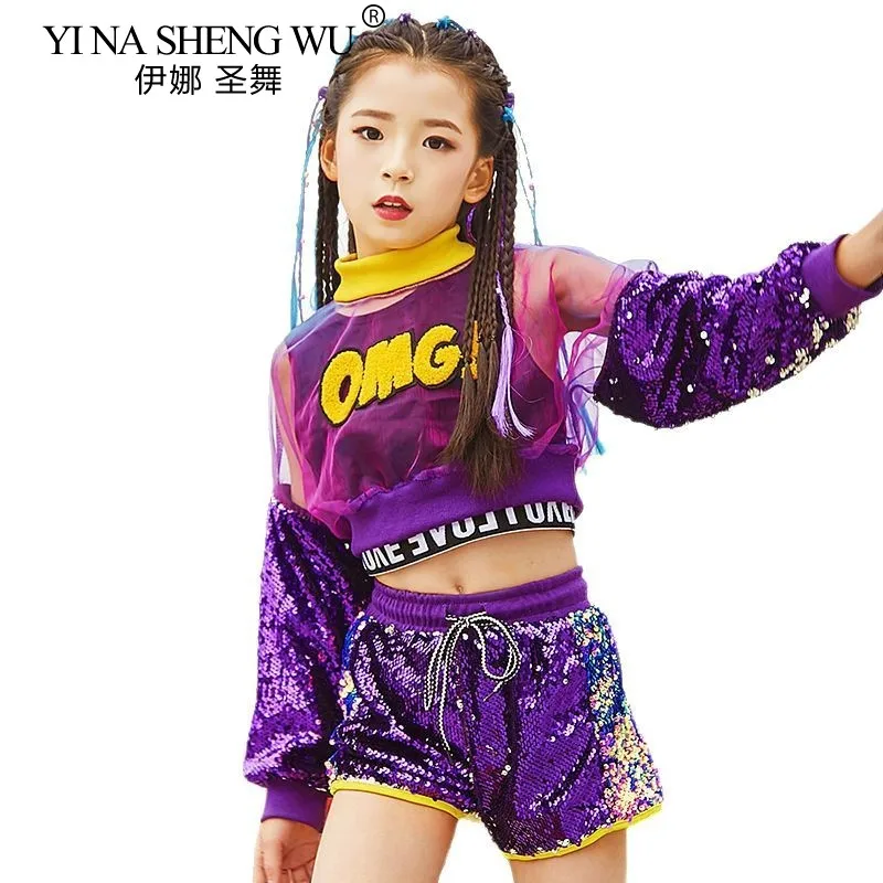 New Girl's Jazz Dance Costume Purple Sequin Suits Kids Hip Hop Street Dance Jazz Stage Performance Dancewear Crop Top Shorts Set
New Girl's Jazz Dance Costume Purple Sequin Suits Kids Hip Hop Street Dance Jazz Stage Performance Dancewear Crop Top Shorts Set