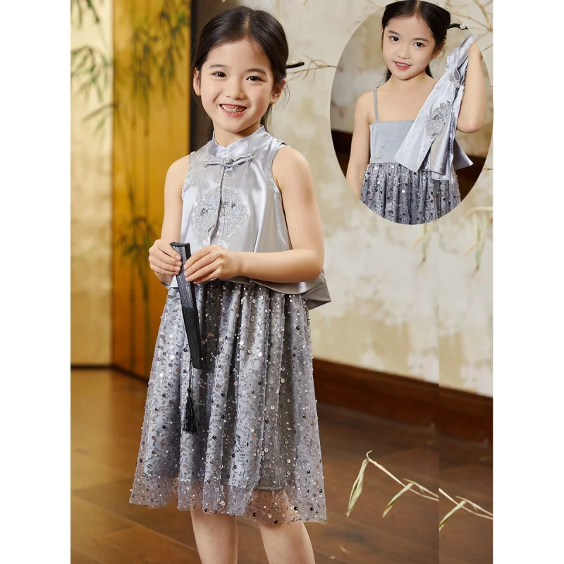New Chinese Style Parent-Child Outfits for Children National StylebubuSequin Dress Vest Two-Piece Set Dress High-Quality Goods
New Chinese Style Parent-Child Outfits for Children National StylebubuSequin Dress Vest Two-Piece Set Dress High-Quality Goods