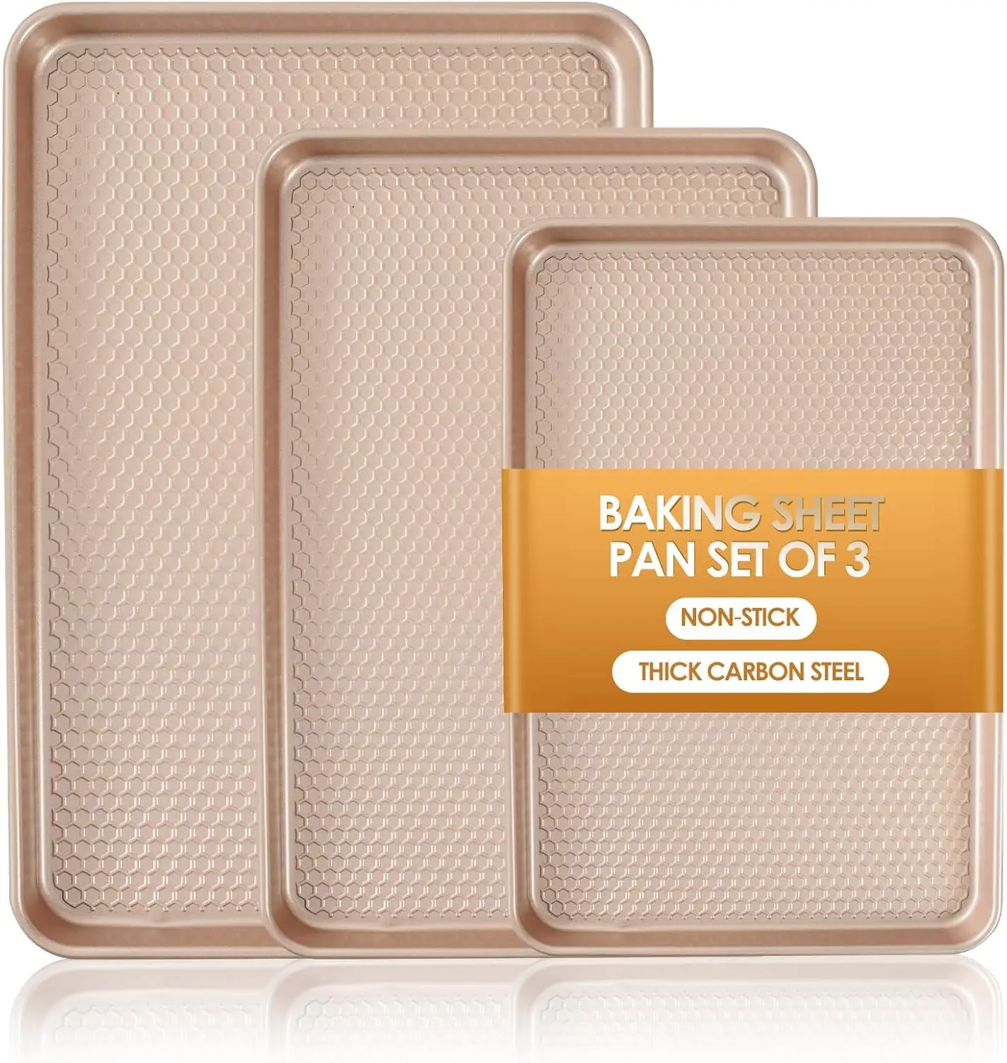 Baking Sheet Pan Set of 3, Nonstick Carbon Steel Cookie Sheets with Texture, Commercial Half/Quarter
Baking Sheet Pan Set of 3, Nonstick Carbon Steel Cookie Sheets with Texture, Commercial Half/Quarter