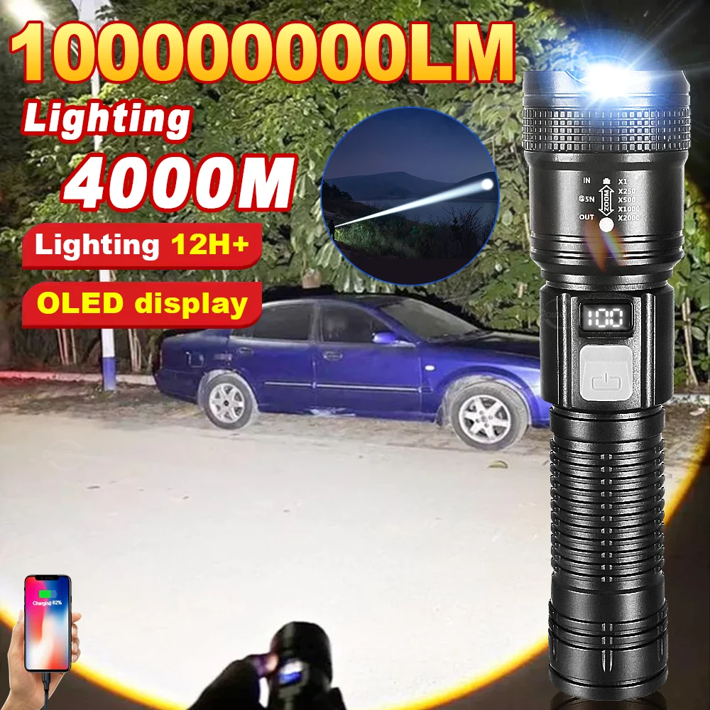 NEW 1000000LM Ultra Bright LED Flashlight Strong Light Tactical Torch Rechargeable Portable Lamp Outdoor Fishing Camping Lantern
NEW 1000000LM Ultra Bright LED Flashlight Strong Light Tactical Torch Rechargeable Portable Lamp Outdoor Fishing Camping Lantern