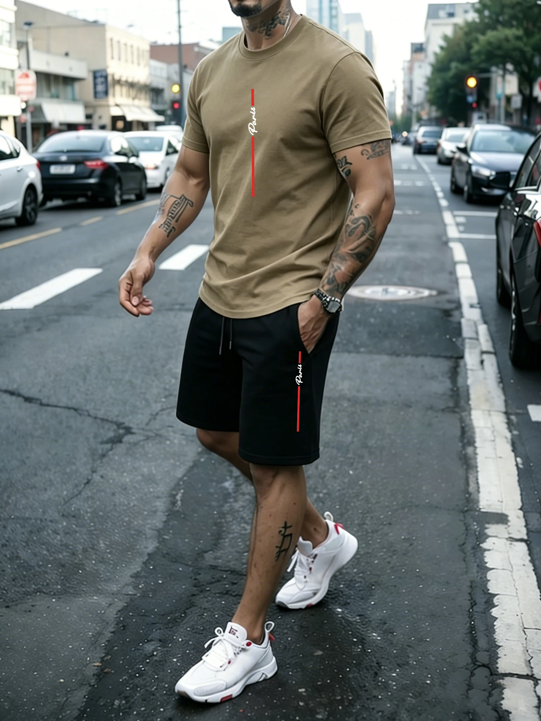 Paris Line Simple Pattern Cotton Summer Sport Tops Sets Man Beach Drawstring Pants Running All-Match Short Sleeve Soft Clothes
Paris Line Simple Pattern Cotton Summer Sport Tops Sets Man Beach Drawstring Pants Running All-Match Short Sleeve Soft Clothes
