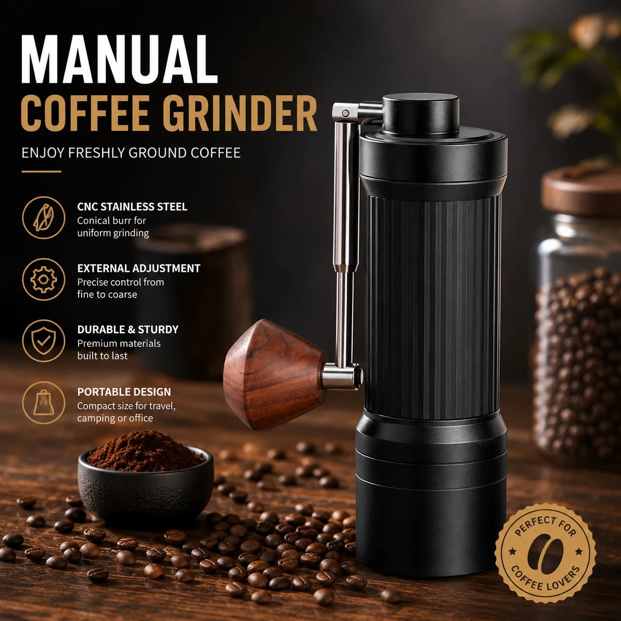 Magpie Precision Manual Coffee Grinder Burrs Adjustable Settings For Espresso French Press Portable Maker Barista accessories
Magpie Precision Manual Coffee Grinder Burrs Adjustable Settings For Espresso French Press Portable Maker Barista accessories