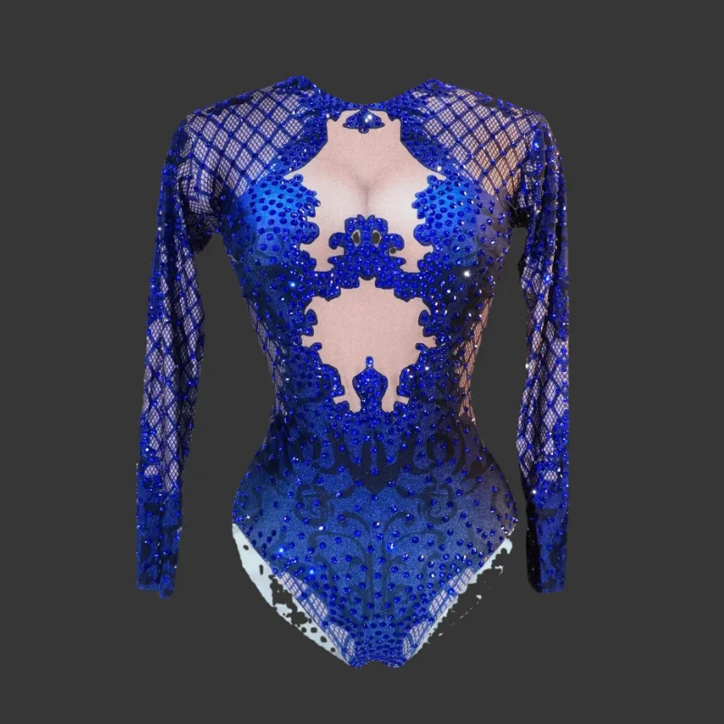 Sexy Blue Print Rhinestone Dancer Bodysuit Women Long Sleeve Crystal Jumpsuit Female Club Showgirl Stage Leotard Costume
Sexy Blue Print Rhinestone Dancer Bodysuit Women Long Sleeve Crystal Jumpsuit Female Club Showgirl Stage Leotard Costume