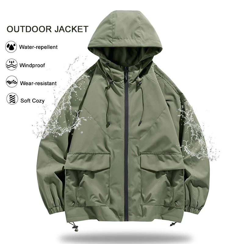 Новая брендовая уличная ветровка, куртка, верхняя ветрозащитная, износостойкая, мягкая, модная, пальто, свободная верхняя одежда на молнии с капюшоном для кемпинга 
Новая брендовая уличная ветровка, куртка, верхняя ветрозащитная, износостойкая, мягкая, модная, пальто, свободная верхняя одежда на молнии с капюшоном для кемпинга