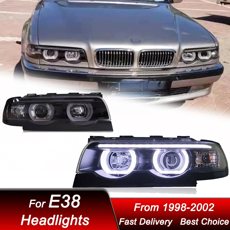 Автомобильные фары для BMW 7 серии E38 740 1998-20002, новые светодиодные фары в сборе, обновленный комплект аксессуаров для линз проектора
Автомобильные фары для BMW 7 серии E38 740 1998-20002, новые светодиодные фары в сборе, обновленный комплект аксессуаров для линз проектора