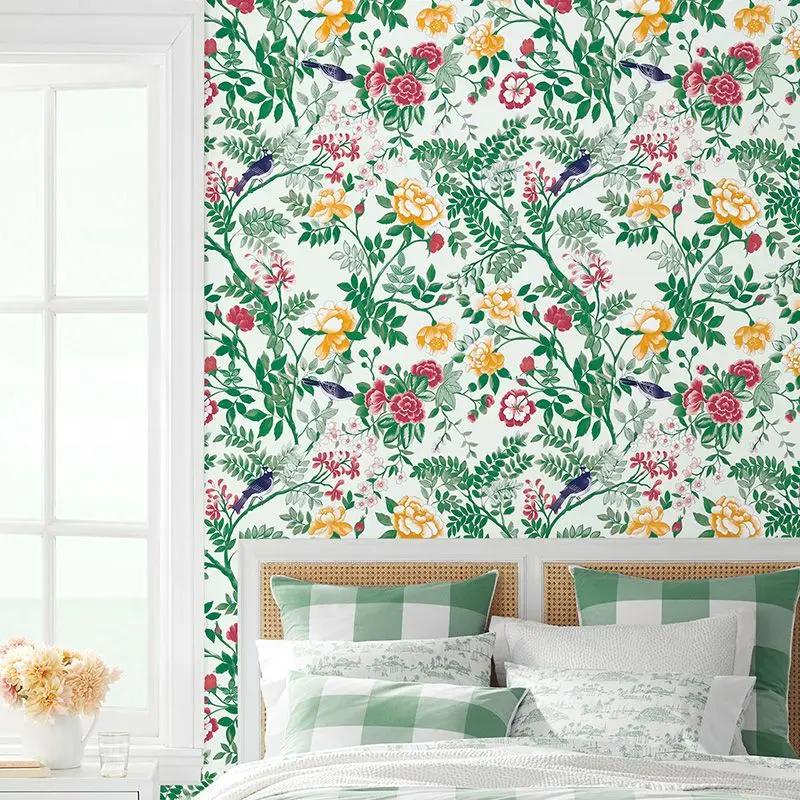 Vintage Chinoiserie Floral Bird Wallpaper Boho Home Decor Elegant Magpie Peony & Green Leaf Wall Paper for Bedroom Living Room
Vintage Chinoiserie Floral Bird Wallpaper Boho Home Decor Elegant Magpie Peony & Green Leaf Wall Paper for Bedroom Living Room