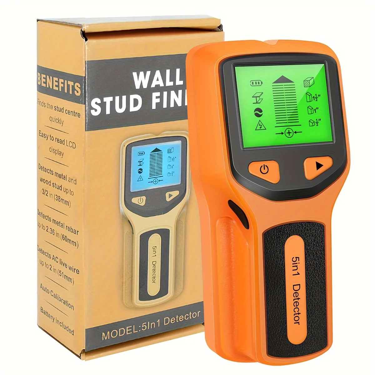 5-in-1 Wall Scanner & Stud Finder - Portable Electronic Sensor with LCD Display for Wood, Metal, AC Wire Detection
5-in-1 Wall Scanner & Stud Finder - Portable Electronic Sensor with LCD Display for Wood, Metal, AC Wire Detection
