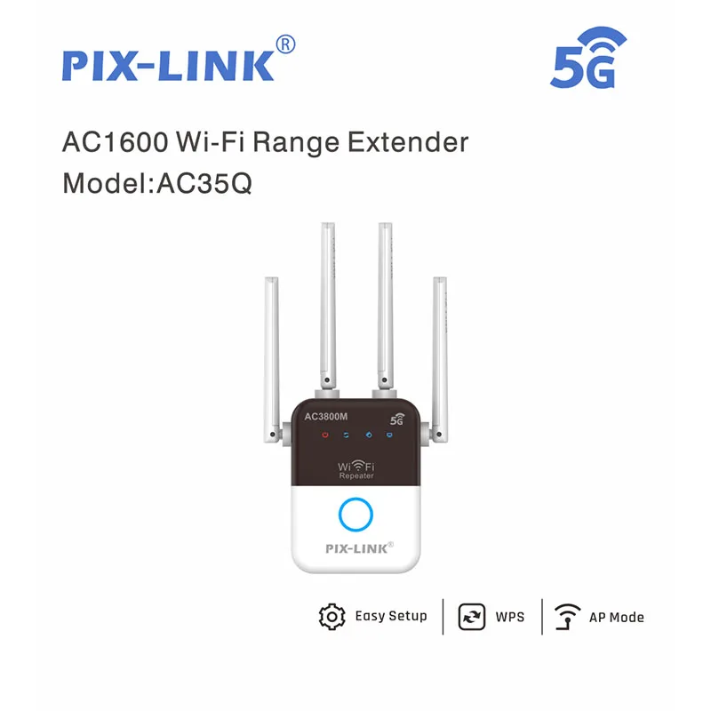 PIX-LINK AC35Q AC3800 3800Mbps Dual Band WiFi Repeater 2.4G & 5GHz 4 Antennas 4 FEM Router/AP/WISP Extender Home Signal Booster
PIX-LINK AC35Q AC3800 3800Mbps Dual Band WiFi Repeater 2.4G & 5GHz 4 Antennas 4 FEM Router/AP/WISP Extender Home Signal Booster
