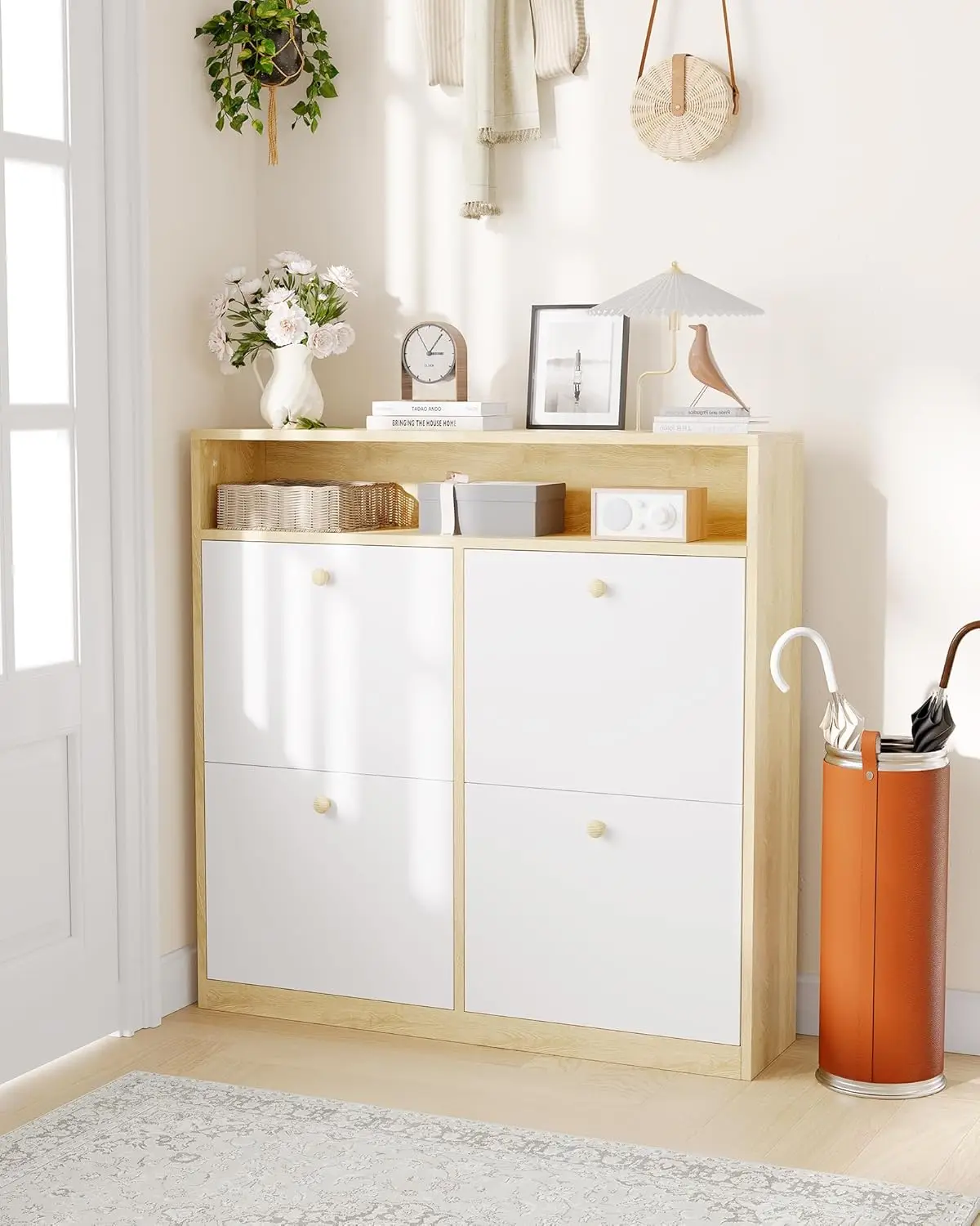 4-Drawer Flip Shoe Storage Cabinet Wooden Handles Entryway Hallway Bedroom Freestanding Wood Color, Customized
4-Drawer Flip Shoe Storage Cabinet Wooden Handles Entryway Hallway Bedroom Freestanding Wood Color, Customized