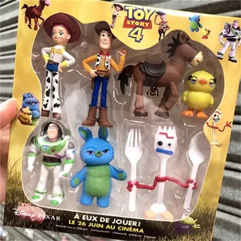 Hot 7pcs/set Toy Story 4 Action Figures Toys Woody Jessie Buzz Lightyear Forky Pig Bear Figura Model Doll Figurine Birthday Gift