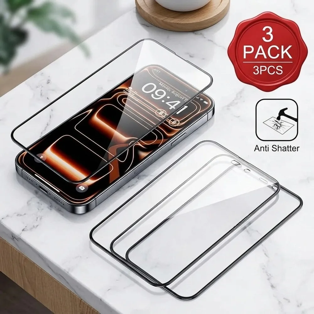 Комплект из 3 защитных стекол Full Cover для iPhone 17, 16 Pro Max, 15, 14 Pro, Air, а также для iPhone 17e, 16e, 15 Plus, 13, 12, 11 Pro
Комплект из 3 защитных стекол Full Cover для iPhone 17, 16 Pro Max, 15, 14 Pro, Air, а также для iPhone 17e, 16e, 15 Plus, 13, 12, 11 Pro
