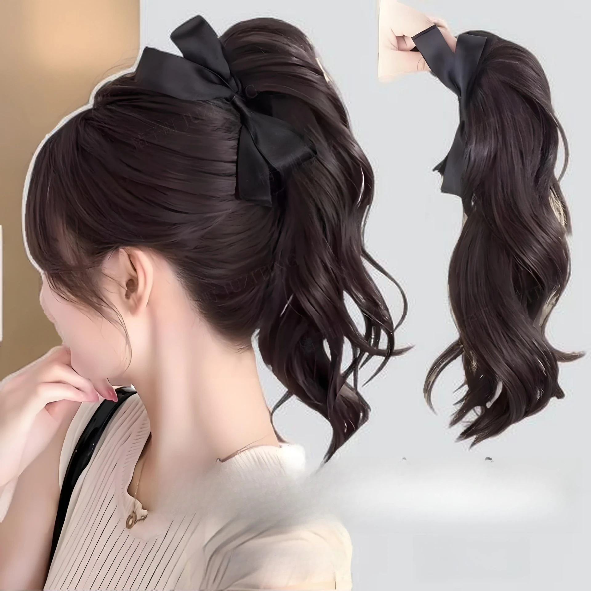 Synthetic Fake Braid Ponytail Clip with Natural Simulation Butterfly Knot High Ponytail
Synthetic Fake Braid Ponytail Clip with Natural Simulation Butterfly Knot High Ponytail