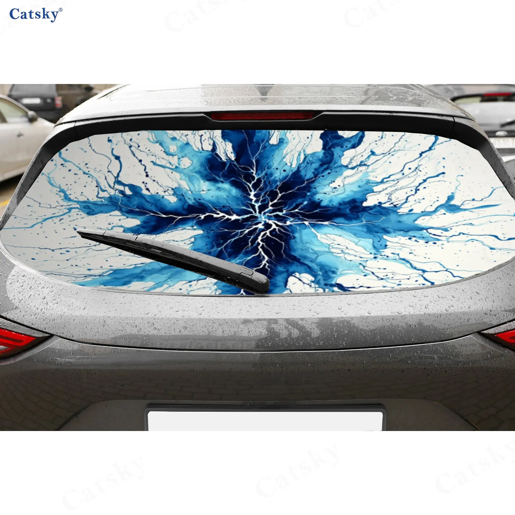 Blue & White Lightning Splatter PVC Perforated Car Rear Window Vinyl Wraps, Durable Waterproof Car Rear Windshield Sticker
Blue & White Lightning Splatter PVC Perforated Car Rear Window Vinyl Wraps, Durable Waterproof Car Rear Windshield Sticker