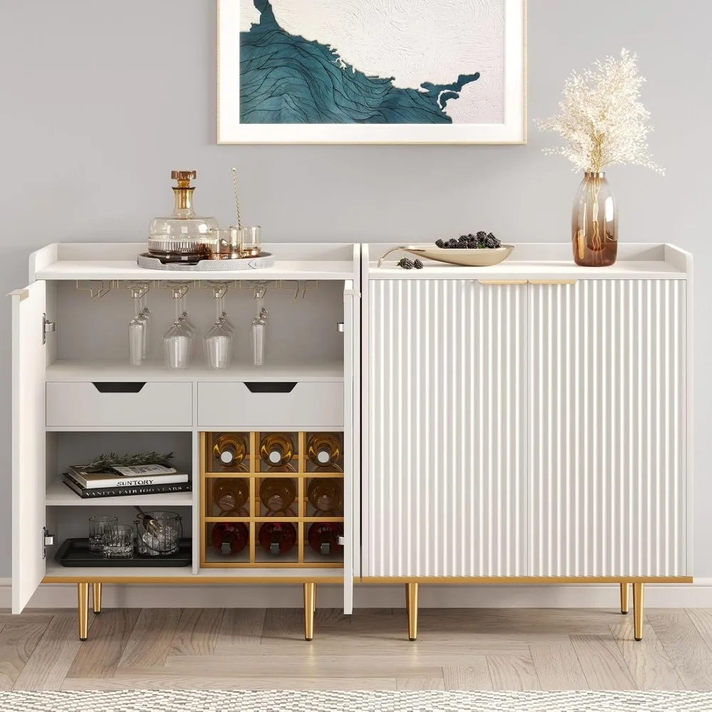 Fluted 2 Door Bar Cabinet with Drawers & Shelf, Coffee Bar Buffet Sideboards, Freestanding Liquor Cabinet with Wine Rack & Glass
Fluted 2 Door Bar Cabinet with Drawers & Shelf, Coffee Bar Buffet Sideboards, Freestanding Liquor Cabinet with Wine Rack & Glass