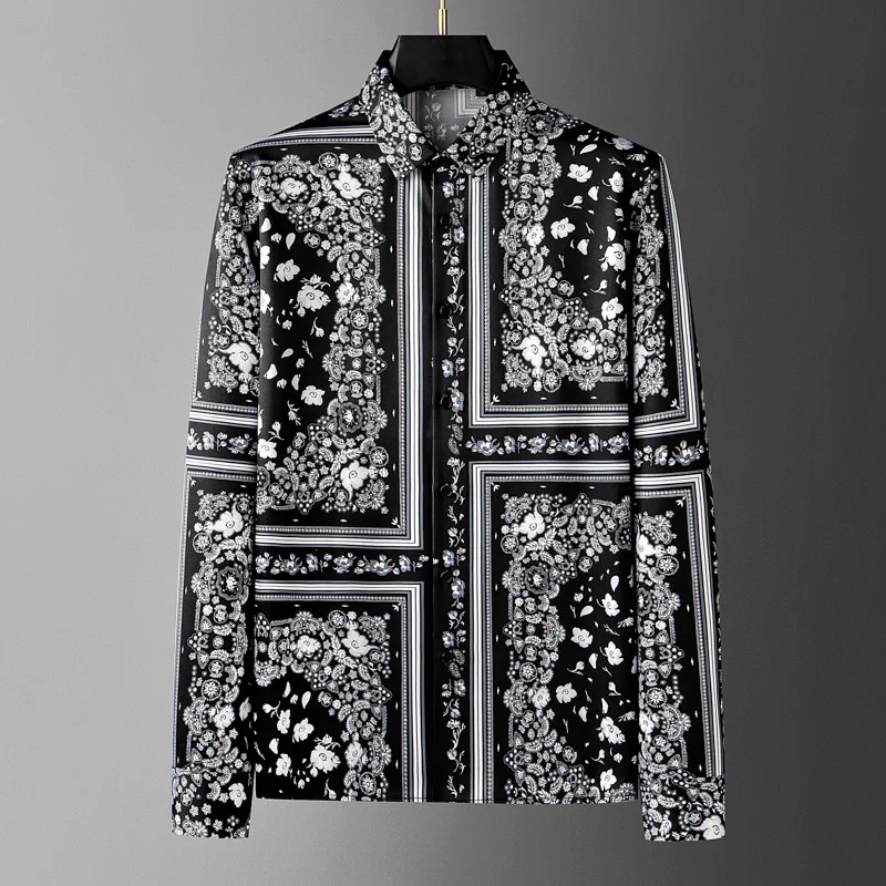 Роскошная мужская рубашка с принтом в стиле ретро, повседневная рубашка с длинными рукавами, не гладильная универсальная деловая и социальная официальная рубашка, мужская одежда
Роскошная мужская рубашка с принтом в стиле ретро, повседневная рубашка с длинными рукавами, не гладильная универсальная деловая и социальная официальная рубашка, мужская одежда