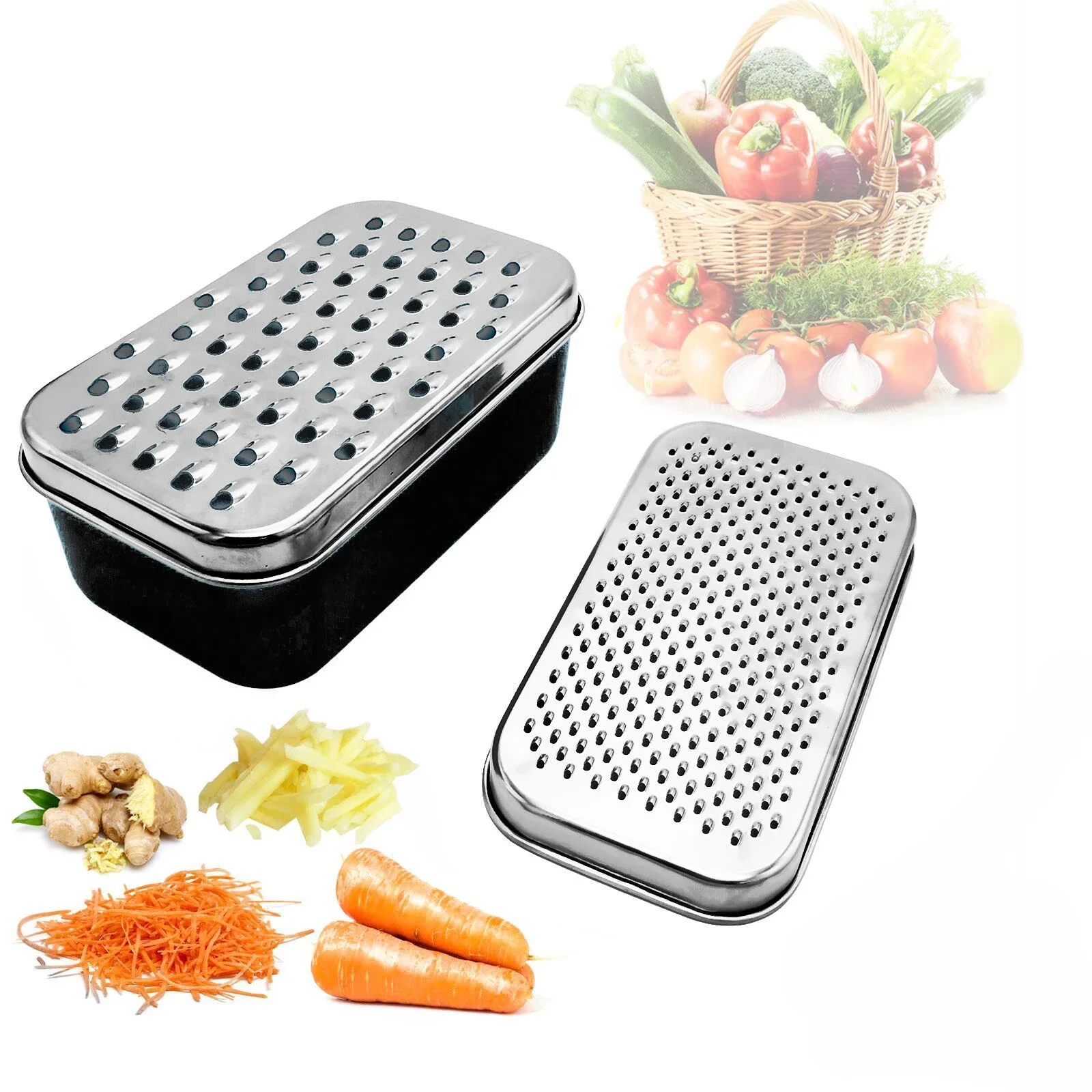 Double-sided Cheese Grater Portable Shredder Ginger Garlic With Container Lid Stainless Steel Fruit Vegetables Kitchen Tool
Double-sided Cheese Grater Portable Shredder Ginger Garlic With Container Lid Stainless Steel Fruit Vegetables Kitchen Tool