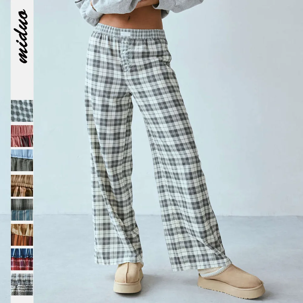2025 Spring and Summer New Casual Comfortable Plaid Pants Straight Leg Wide-leg Pants Women
2025 Spring and Summer New Casual Comfortable Plaid Pants Straight Leg Wide-leg Pants Women