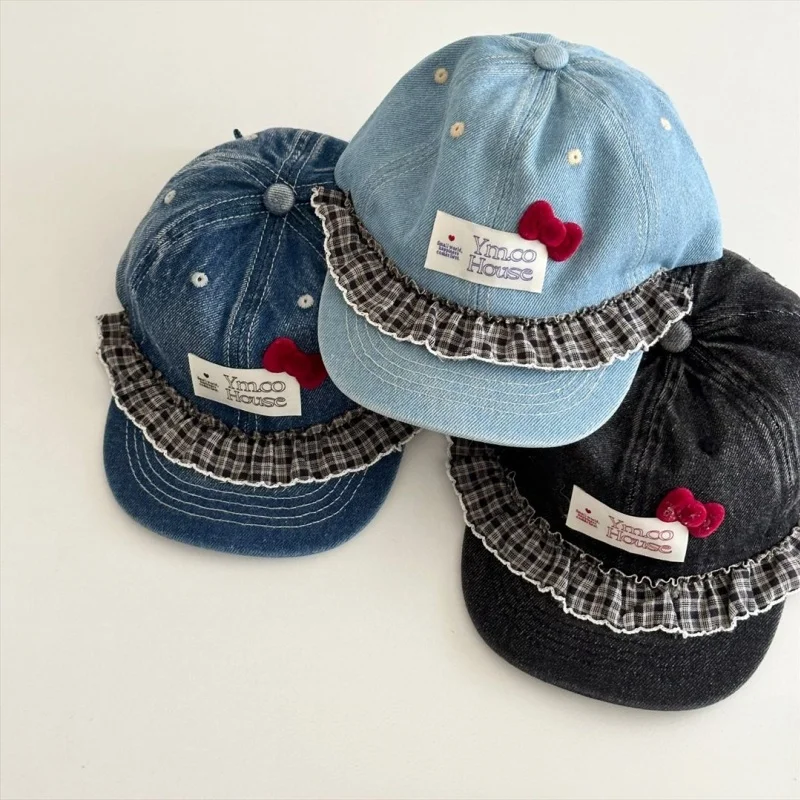 2026 Korean Style 4-8Y Kids Girls Denim Baseball Cap Plaid Ruffle Trim Bow Childen Cap Soft Curved Brim Kids Casual Sun Hat
2026 Korean Style 4-8Y Kids Girls Denim Baseball Cap Plaid Ruffle Trim Bow Childen Cap Soft Curved Brim Kids Casual Sun Hat