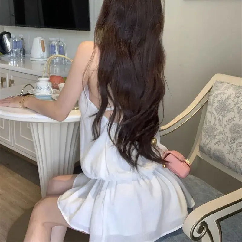 Gentle French Style Halter Cut Out Mini Dress Summer Solid Color Female Clothing Sleeveless Stylish Sexy Backless A-Line Dresses
Gentle French Style Halter Cut Out Mini Dress Summer Solid Color Female Clothing Sleeveless Stylish Sexy Backless A-Line Dresses