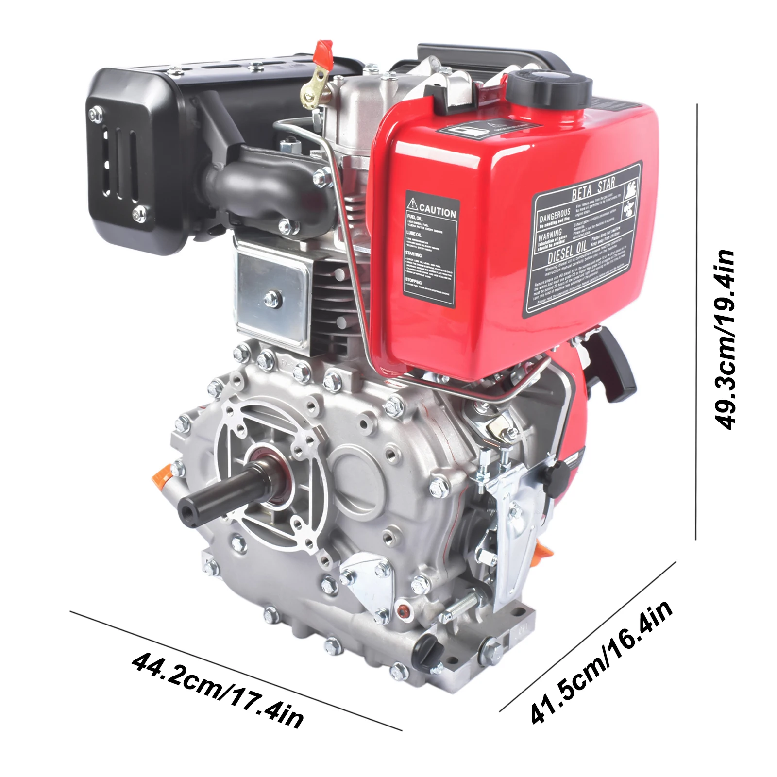 10HP 4Stroke Single-Cylinder Diesel Engine 418CC 6300W Recoil 3600RPM Air Cooled (Red)
10HP 4Stroke Single-Cylinder Diesel Engine 418CC 6300W Recoil 3600RPM Air Cooled (Red)