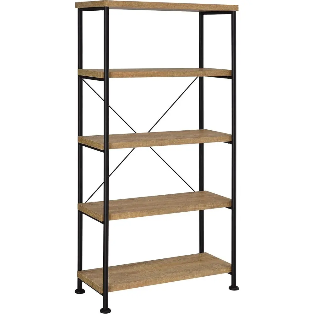 4-Tier Wooden and Metal Bookshelf with Open Shelves, X-Back Support, 63-Inch Mango Finish
4-Tier Wooden and Metal Bookshelf with Open Shelves, X-Back Support, 63-Inch Mango Finish