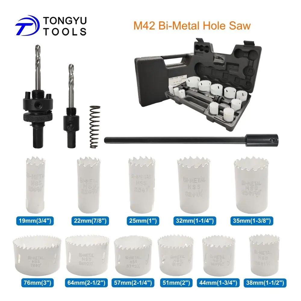15Pcs M42 Bi-Metal Hole Saw Set with Arbor Extension Bar 8% Cobalt Hole Cutter Kit for Metal Stainless Steel Wood Plastic
15Pcs M42 Bi-Metal Hole Saw Set with Arbor Extension Bar 8% Cobalt Hole Cutter Kit for Metal Stainless Steel Wood Plastic