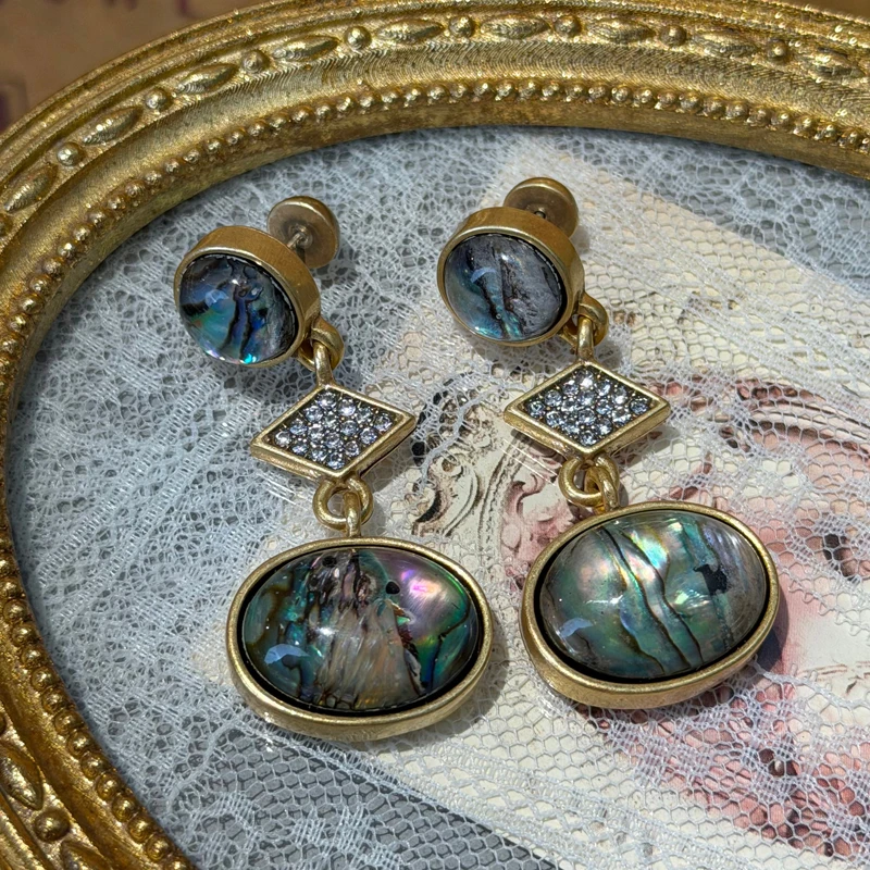 Vintage Round Colorful Shell Drop Earring Luxury Jewelry Designers Antique Gold Plated Rhinestone High Quality Evening
Vintage Round Colorful Shell Drop Earring Luxury Jewelry Designers Antique Gold Plated Rhinestone High Quality Evening