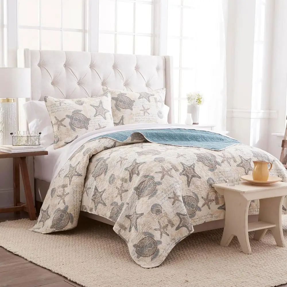 Amber Sands Full/Queen 3 Piece Cotton Quilt Set Summer Beach Ocean Coastal Starfish Seaturtle Reversible Machine Washable Lightw
Amber Sands Full/Queen 3 Piece Cotton Quilt Set Summer Beach Ocean Coastal Starfish Seaturtle Reversible Machine Washable Lightw