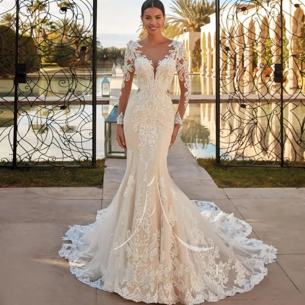Elegant Wedding Dress 2026 Sweetheart 3D Appliques Lace Long Sleeves Mermaid Bridal Bride Gown Vestido de Noiva Robe Mariage
Elegant Wedding Dress 2026 Sweetheart 3D Appliques Lace Long Sleeves Mermaid Bridal Bride Gown Vestido de Noiva Robe Mariage