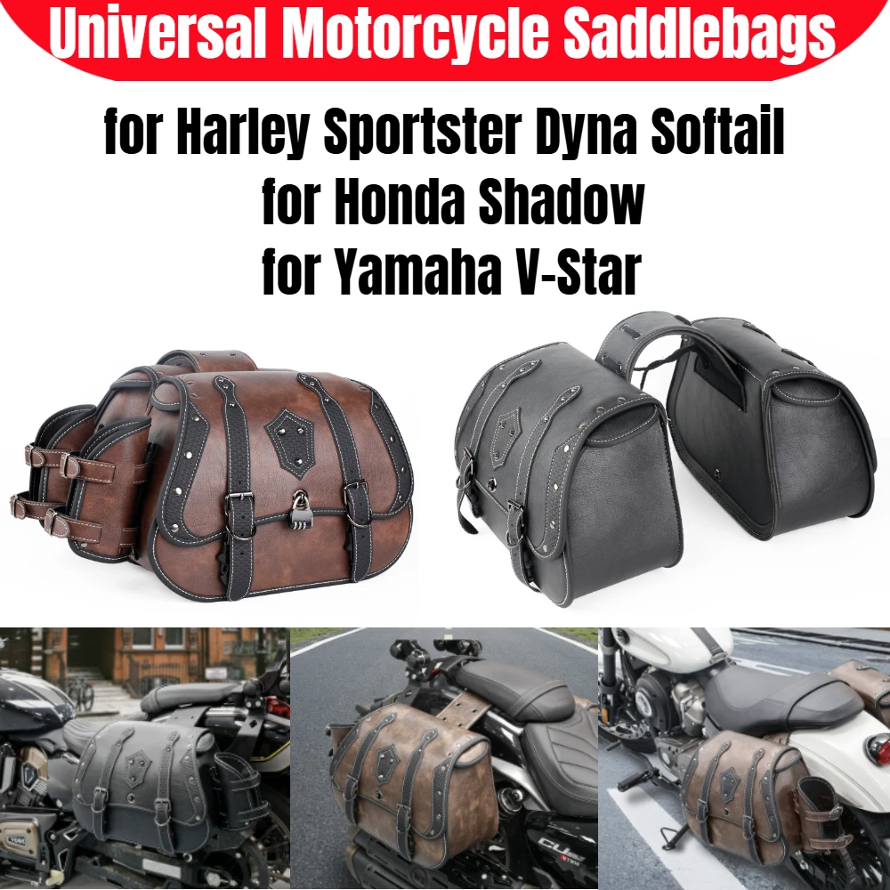 Motorcycle Saddlebags for Harley Sportster Softail Dyna, Retro PU Leather Side Bags with Cup Holder Universal for V-Star Shadow
Motorcycle Saddlebags for Harley Sportster Softail Dyna, Retro PU Leather Side Bags with Cup Holder Universal for V-Star Shadow