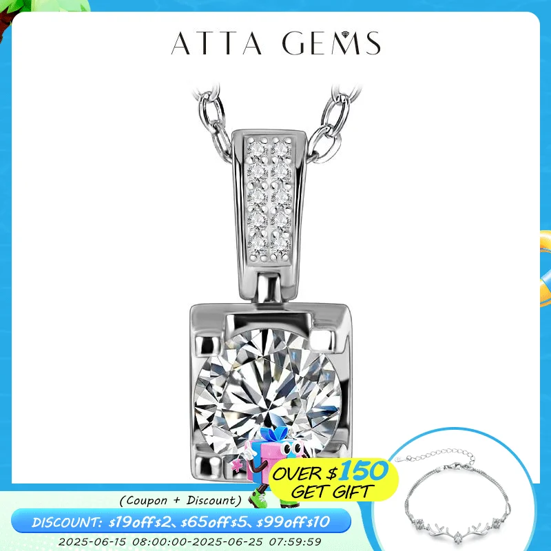 ATTAGEMS 1ct 6.5mm D Round Moissanite 925 Sterling Silver Moissanite Necklace Diamond Test Passed Fine Jewelry Woman Girl Gift
ATTAGEMS 1ct 6.5mm D Round Moissanite 925 Sterling Silver Moissanite Necklace Diamond Test Passed Fine Jewelry Woman Girl Gift