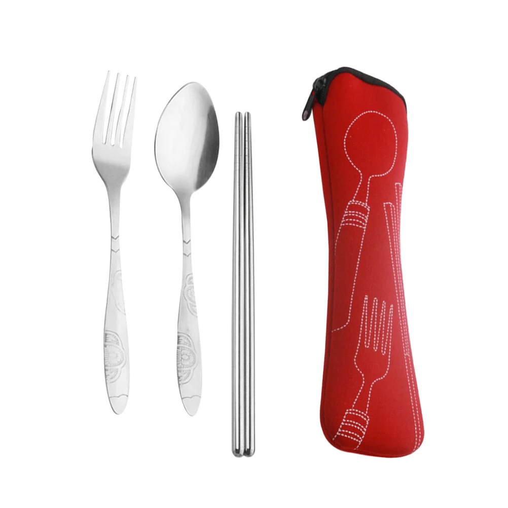 4 Pcs Stainless Steel Tableware Suit Premium Portable Patterned Fork Spoon Chopstick Set Dinnerware Set with Storage Bag (Red)
4 Pcs Stainless Steel Tableware Suit Premium Portable Patterned Fork Spoon Chopstick Set Dinnerware Set with Storage Bag (Red)