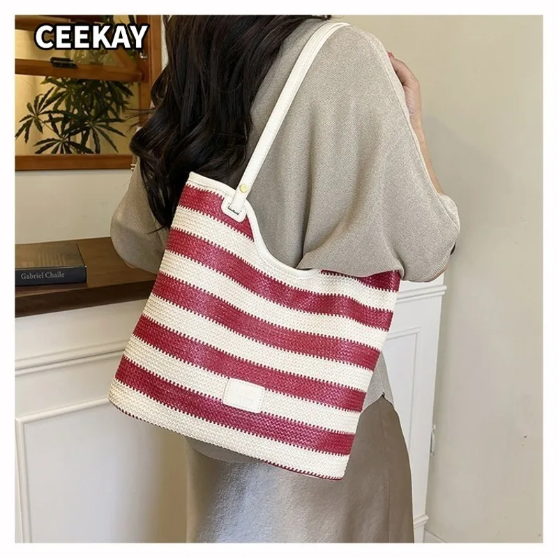 CEEKAY Boho Striped Straw Woven Large Tote Bag Faux Leather Light Portable Shoulder Purse for Coffee Trips Soft Feminine Holiday
CEEKAY Boho Striped Straw Woven Large Tote Bag Faux Leather Light Portable Shoulder Purse for Coffee Trips Soft Feminine Holiday