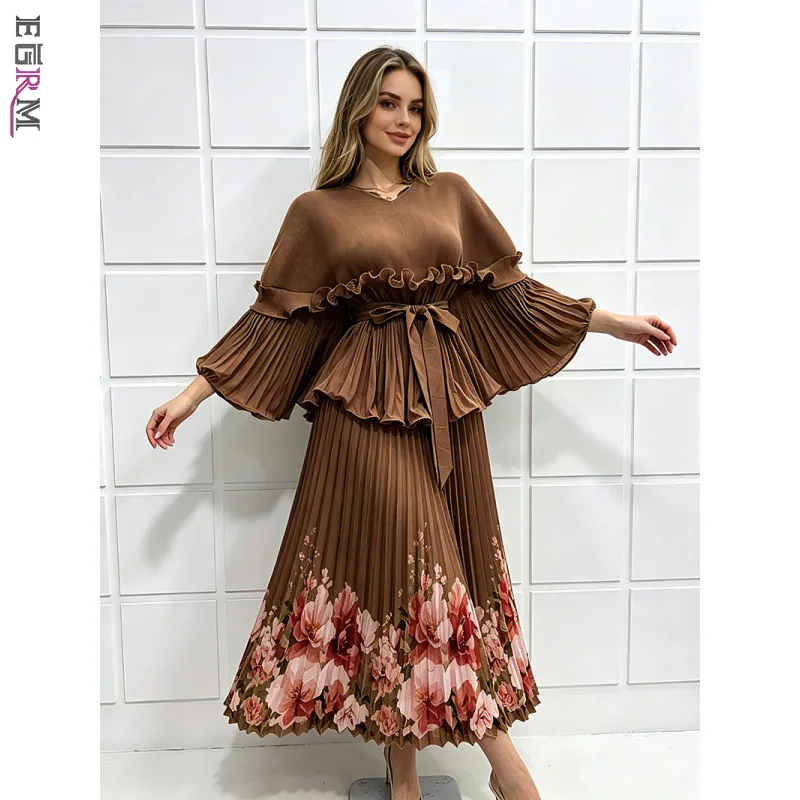 EGRM Miyake Clothing Pleated Skirt Sets Flared Sleeve Fungus Edge Tops + Casual High Stretch Prom Commuter Skirt Two Pieces Set
EGRM Miyake Clothing Pleated Skirt Sets Flared Sleeve Fungus Edge Tops + Casual High Stretch Prom Commuter Skirt Two Pieces Set