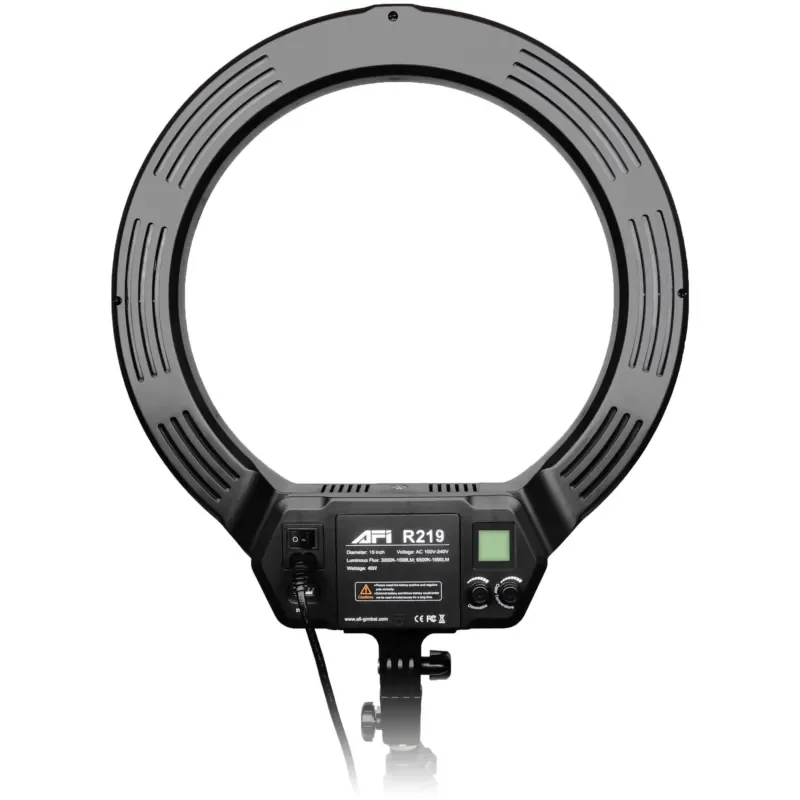 AFI R219 19-inch selfie ring light 3200K-6500K dimmable 480LED waterproof, app controlled fill light for makeup video live
AFI R219 19-inch selfie ring light 3200K-6500K dimmable 480LED waterproof, app controlled fill light for makeup video live