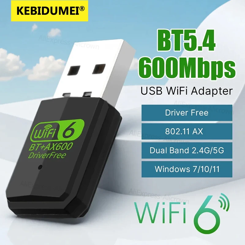 AX600 USB WiFi Adapter Bluetooth 5.4 WIFI6 2in1 Dongle Dual Band 2.4G&5GHz AIC8800M40B Card for Windows 7/10/11 Driver-Free
AX600 USB WiFi Adapter Bluetooth 5.4 WIFI6 2in1 Dongle Dual Band 2.4G&5GHz AIC8800M40B Card for Windows 7/10/11 Driver-Free