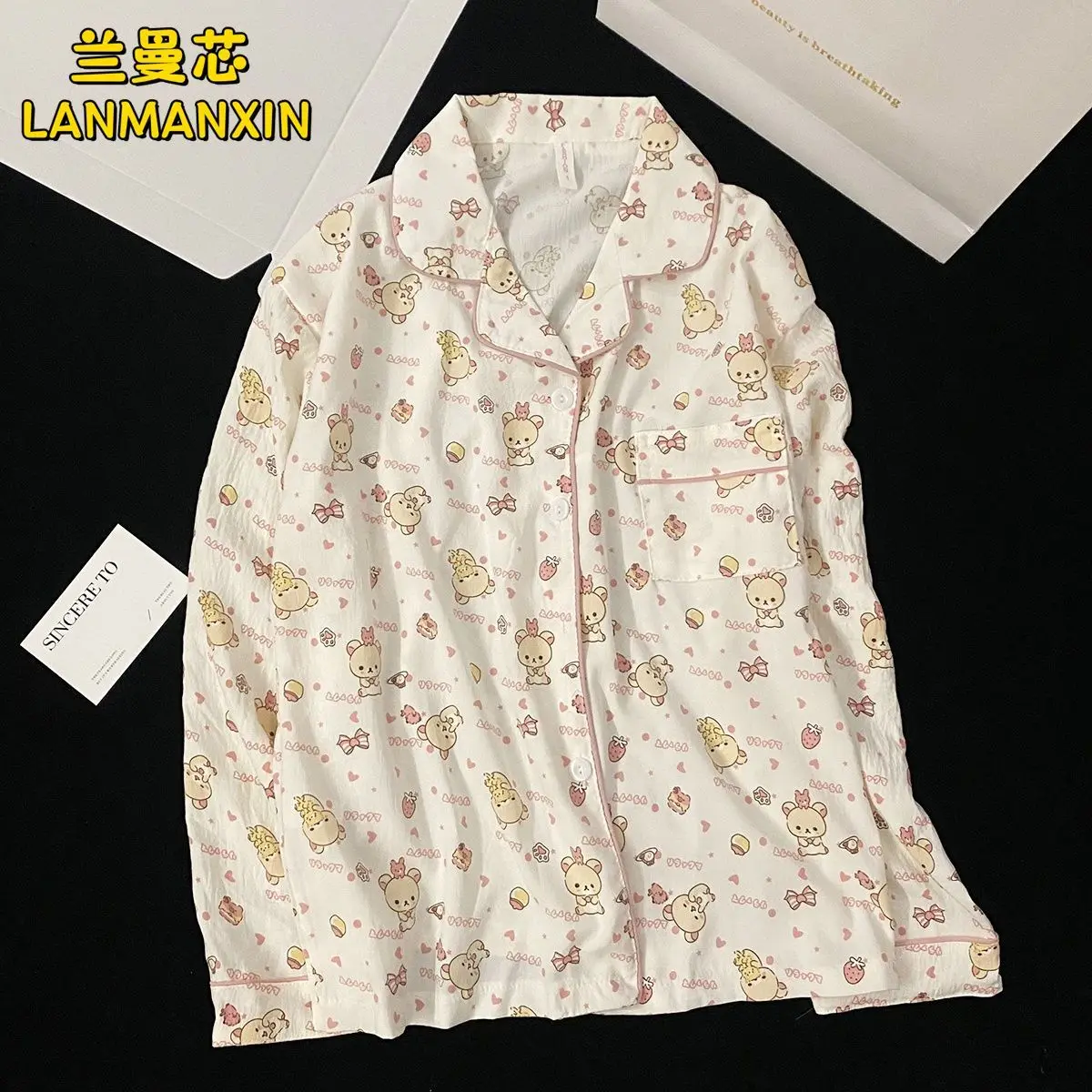 Cartoon Cute Rilakkuma Pajamas Sleepwear for Women Spring Autumn Pure Cotton Long Sleeved Pants Student Home Clothes Girl's Gift
Cartoon Cute Rilakkuma Pajamas Sleepwear for Women Spring Autumn Pure Cotton Long Sleeved Pants Student Home Clothes Girl's Gift