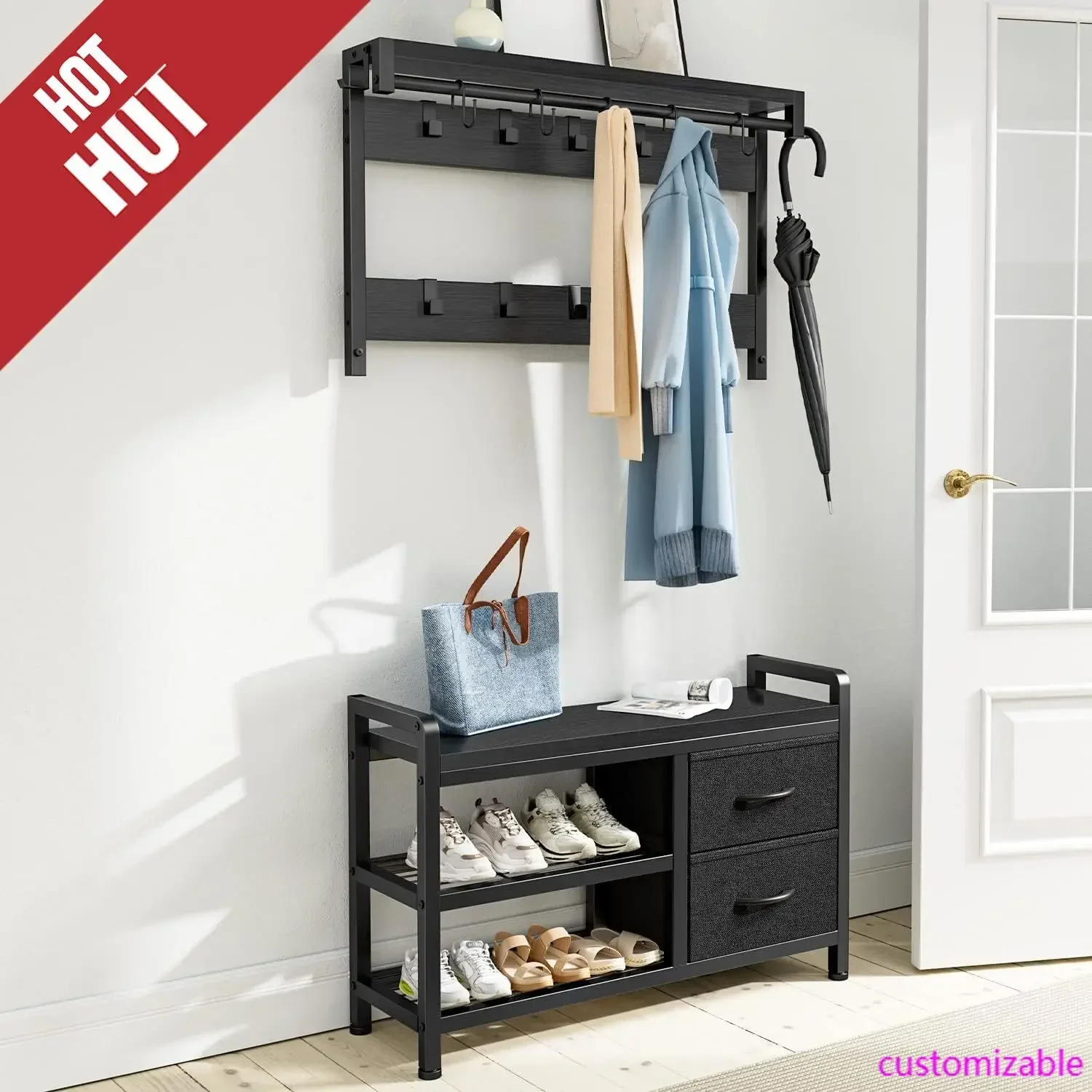 Hall Tree 31 Entryway Bench with Coat Rack freestanding 5 in 1 Intelligent Design Shoe Bench
Hall Tree 31 Entryway Bench with Coat Rack freestanding 5 in 1 Intelligent Design Shoe Bench