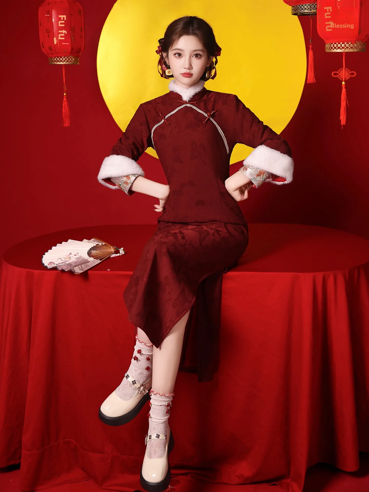 Red Thiened Fce Winter Qipao Women's New Chinese Sle New Year Visit Clothes New Year Ceremony Traditional Costume
Red Thiened Fce Winter Qipao Women's New Chinese Sle New Year Visit Clothes New Year Ceremony Traditional Costume