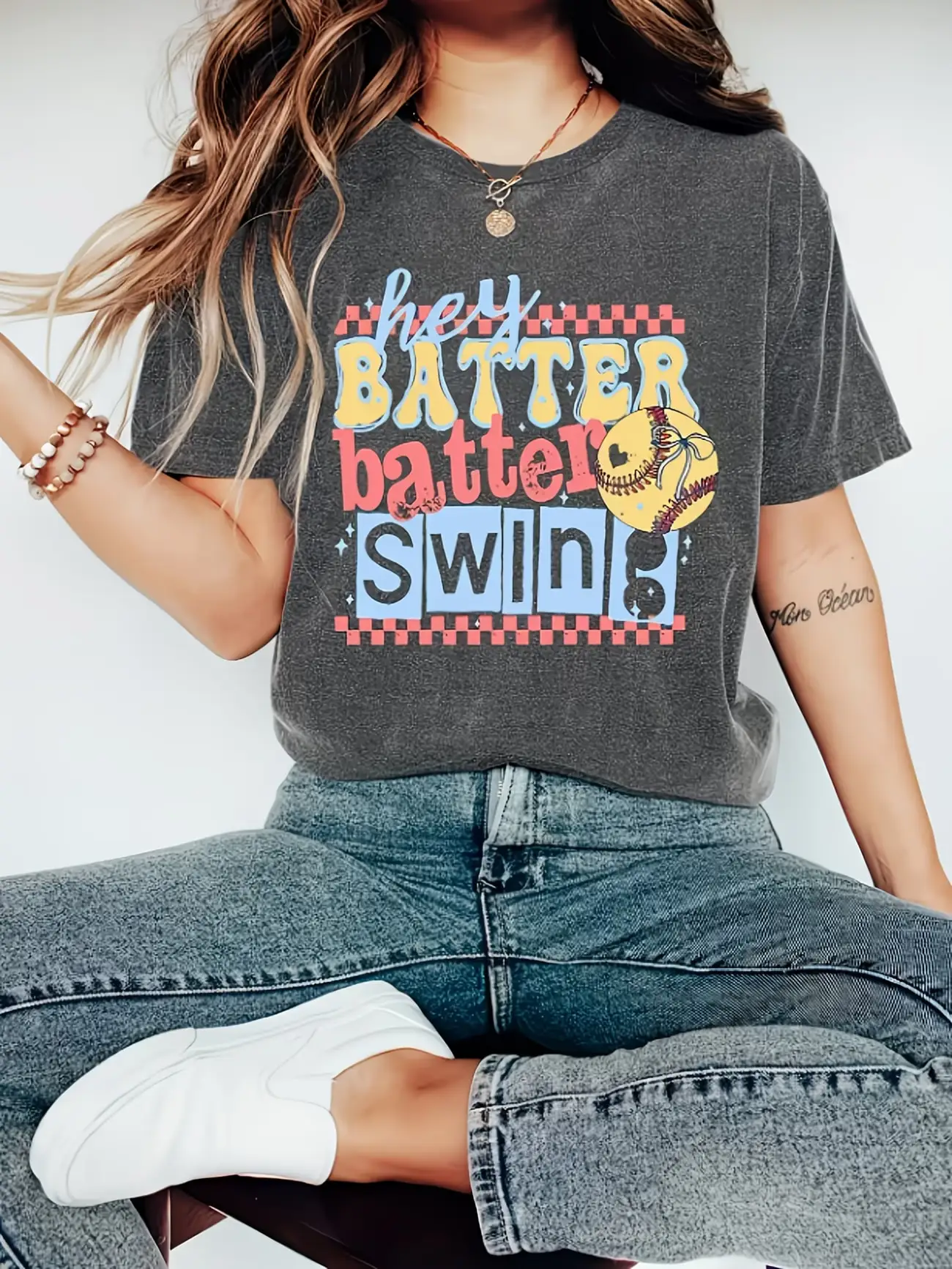 Plus size women's short sleeve T-shirt Hey Batter Batter Swing breathable fabric summer outfits women's clothing
Plus size women's short sleeve T-shirt Hey Batter Batter Swing breathable fabric summer outfits women's clothing