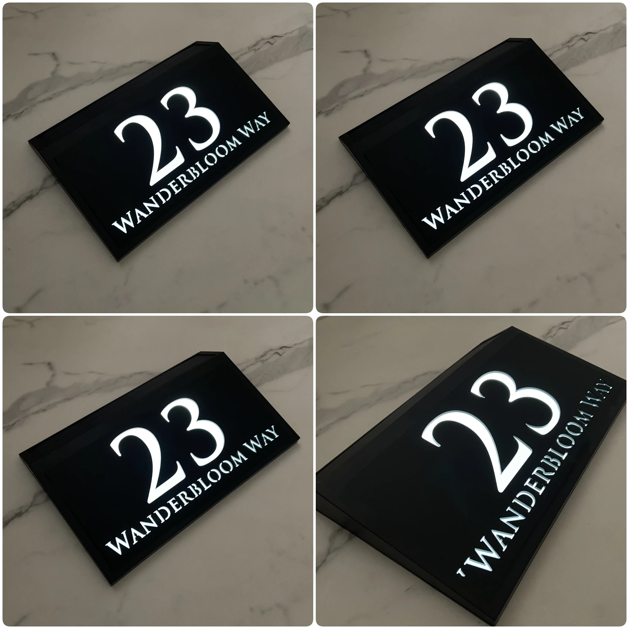 Personalized 3D LED Lit House Number Sign Laser Cut Acrylic Address Plaque Solar Light Matte Black Outdoor Illuminated Plate
Personalized 3D LED Lit House Number Sign Laser Cut Acrylic Address Plaque Solar Light Matte Black Outdoor Illuminated Plate