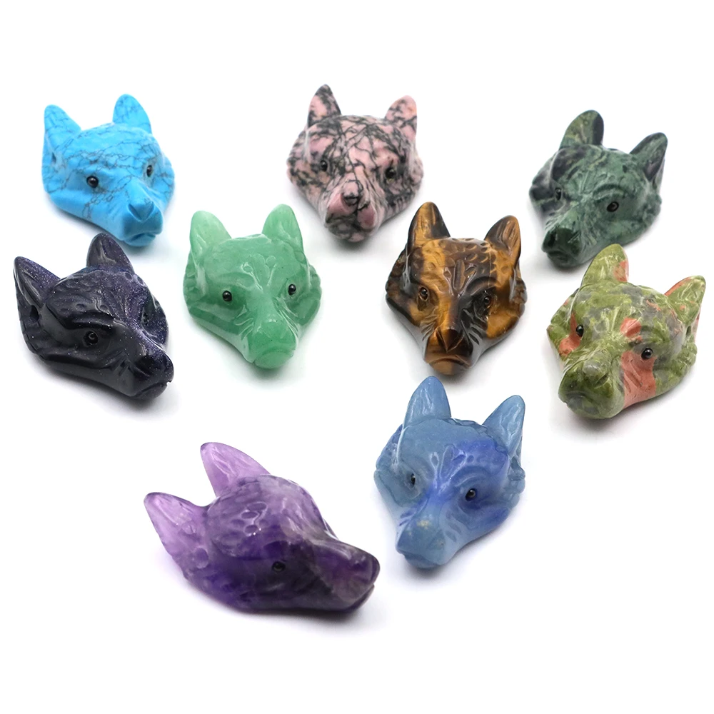 Natural Stone Carved Wolf Head Pendants Healing Crystal Reiki Decor Gemstone Accessories Diy Handcrafts Jewelry Necklace Gifts
Natural Stone Carved Wolf Head Pendants Healing Crystal Reiki Decor Gemstone Accessories Diy Handcrafts Jewelry Necklace Gifts