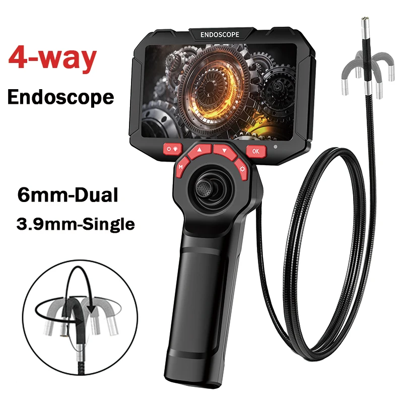 New 360° Steering Endoscope Camera 3.9/6.0mm 4 Way 5 Inch 1080P HD Screen for Car Sewer Inspection with 32G Memory Card
New 360° Steering Endoscope Camera 3.9/6.0mm 4 Way 5 Inch 1080P HD Screen for Car Sewer Inspection with 32G Memory Card