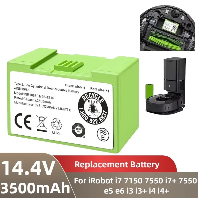 Replacement Battery for iRobot Roomba i Series (i7 7150 7550) and e Series 14.4V 2600mAh/3000mAh Lithium
Replacement Battery for iRobot Roomba i Series (i7 7150 7550) and e Series 14.4V 2600mAh/3000mAh Lithium