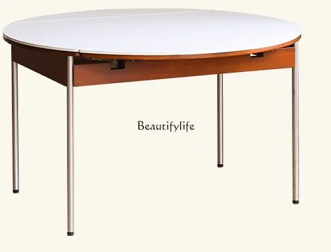 FG10Solid wood rock slab dining table retro household small apartment folding retractable round table
FG10Solid wood rock slab dining table retro household small apartment folding retractable round table