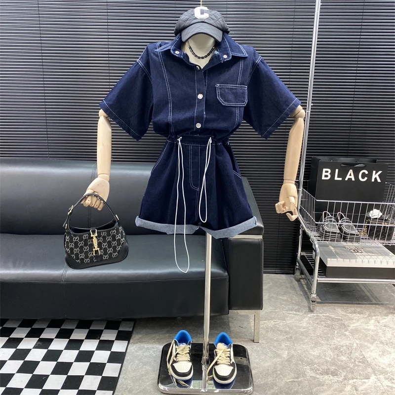 New 2022 fashion Designer new style Famous brand Tooling style Denim shirt Jumpsuit Drawstring edge curl Jumpsuits
New 2022 fashion Designer new style Famous brand Tooling style Denim shirt Jumpsuit Drawstring edge curl Jumpsuits