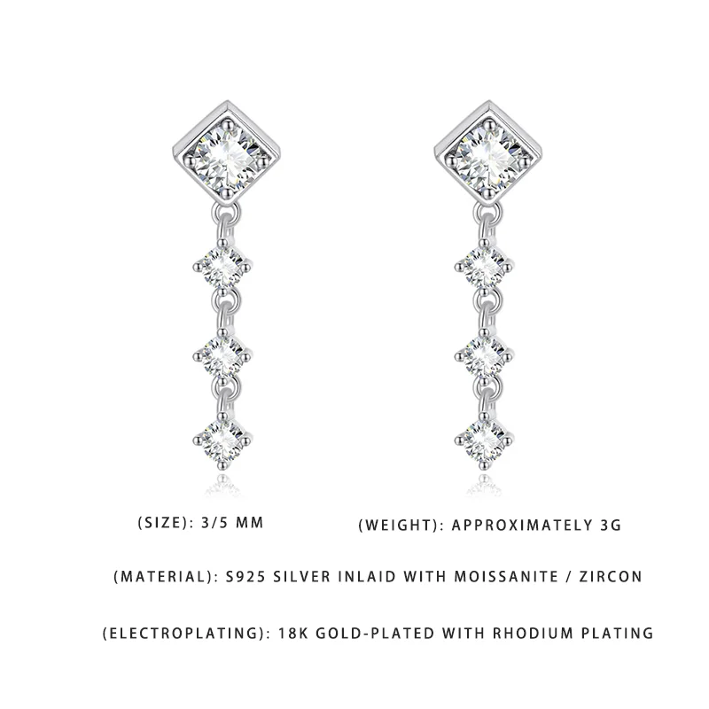 Delicate Long Tassel Earrings for Women | S925 Silver with Moissanite & Zircon Accents
Delicate Long Tassel Earrings for Women | S925 Silver with Moissanite & Zircon Accents