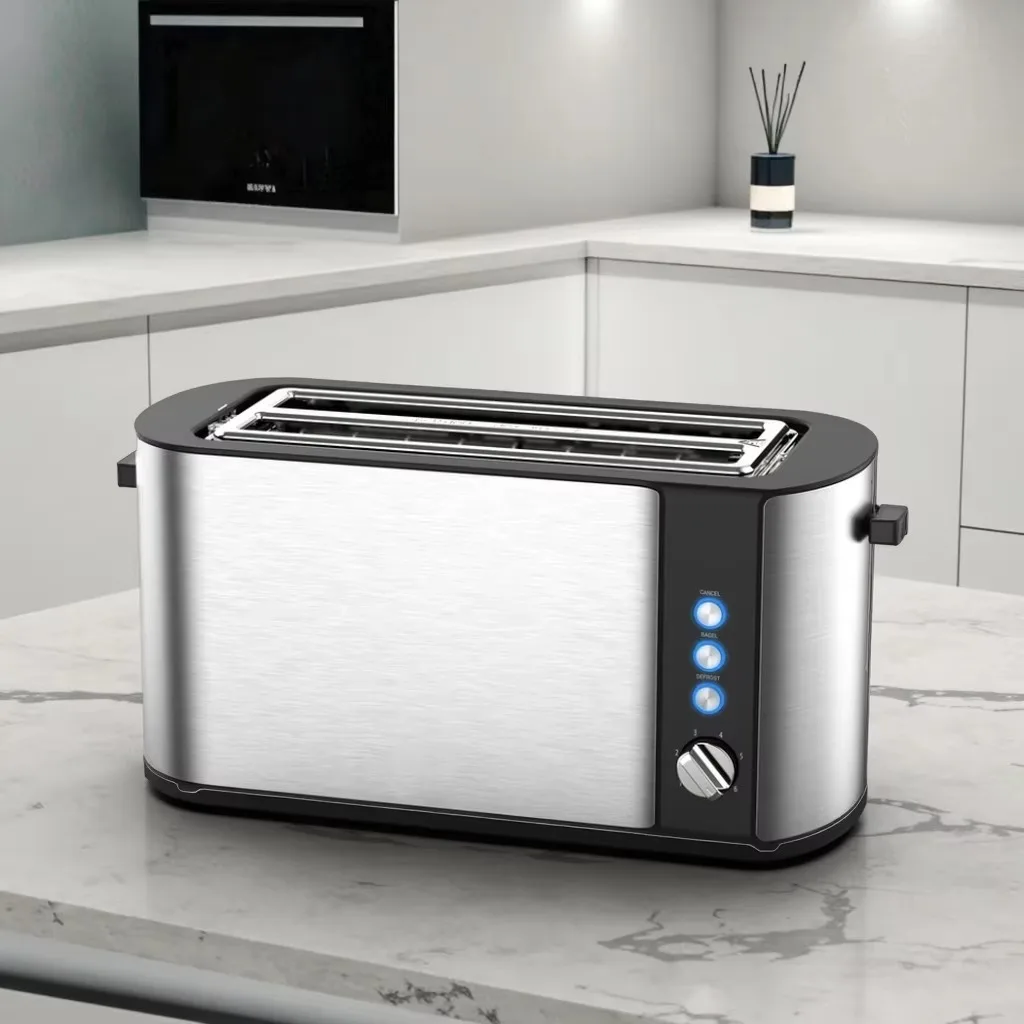 Custom Logo Long 4-Slice Stainless Steel Toaster Unique Vertical Design Grill Bagel Waffle Electric Bread Hotel Use
Custom Logo Long 4-Slice Stainless Steel Toaster Unique Vertical Design Grill Bagel Waffle Electric Bread Hotel Use