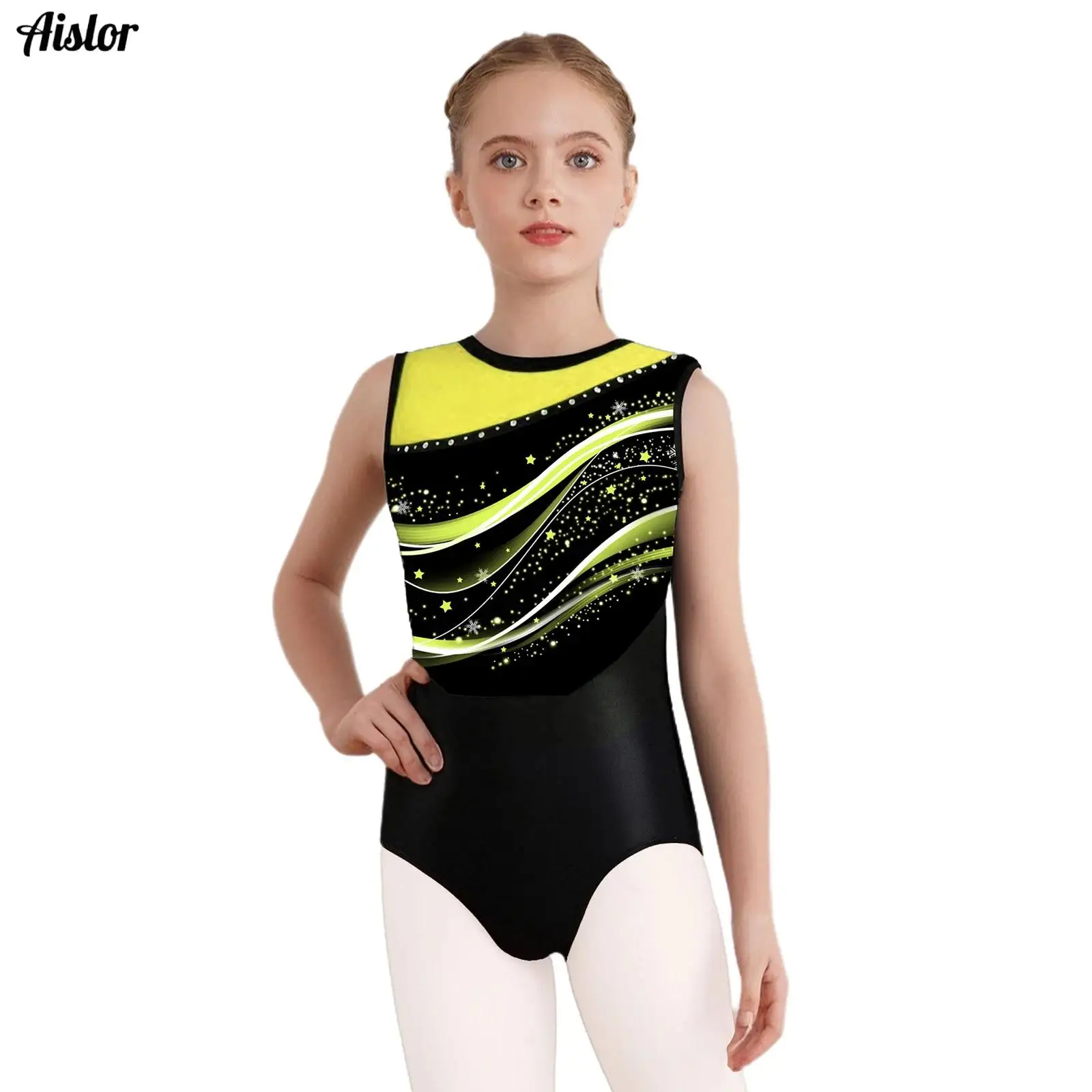 Kids Girls Printed Gymnastics Ballet Dance Leotard Sleeveless Patchwork Bodysuit for Figure Skating Stage Performance Dancewear
Kids Girls Printed Gymnastics Ballet Dance Leotard Sleeveless Patchwork Bodysuit for Figure Skating Stage Performance Dancewear