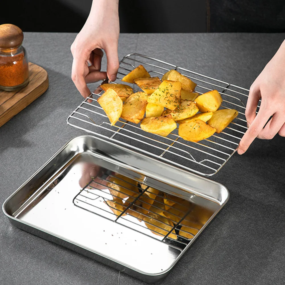 2 Sets Lie Net Tray Pan for Grill Oven Pans Cooling Racks Baking Stainless Frying 
2 Sets Lie Net Tray Pan for Grill Oven Pans Cooling Racks Baking Stainless Frying